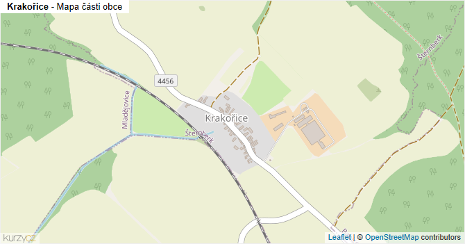 Krakořice - mapa části obce