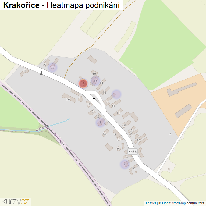 Mapa Krakořice - Firmy v části obce.