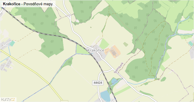 Krakořice - záplavové mapy stoleté vody