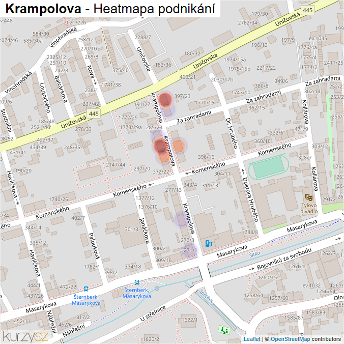 Mapa Krampolova - Firmy v ulici.