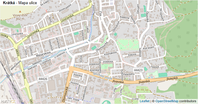 Krátká - mapa ulice