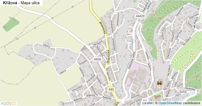 Křížová - mapa ulice