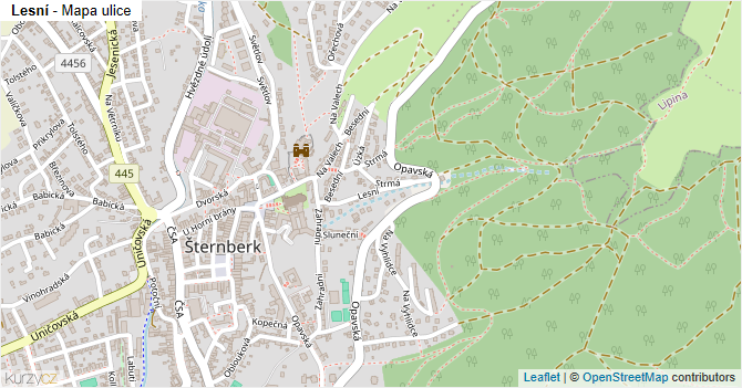 Lesní - mapa ulice