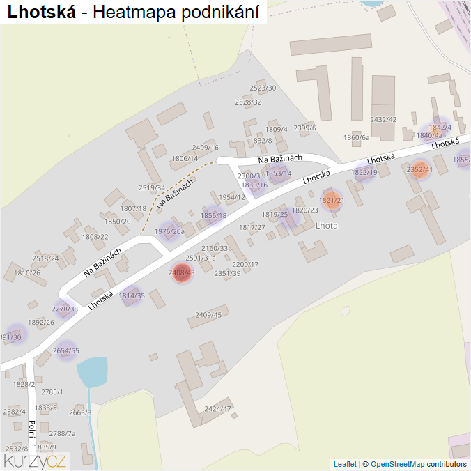 Mapa Lhotská - Firmy v ulici.