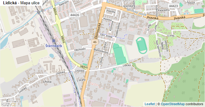 Lidická - mapa ulice