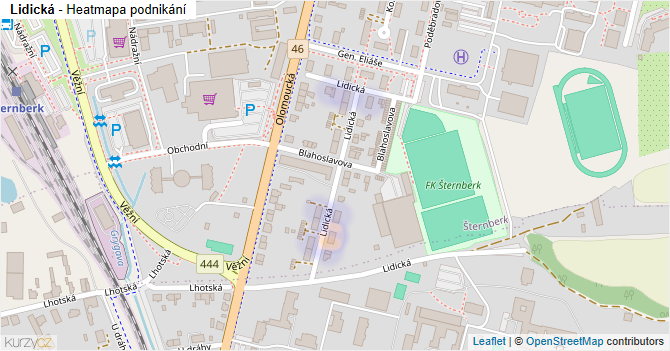 Lidická - mapa podnikání