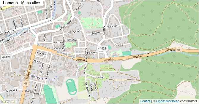 Lomená - mapa ulice