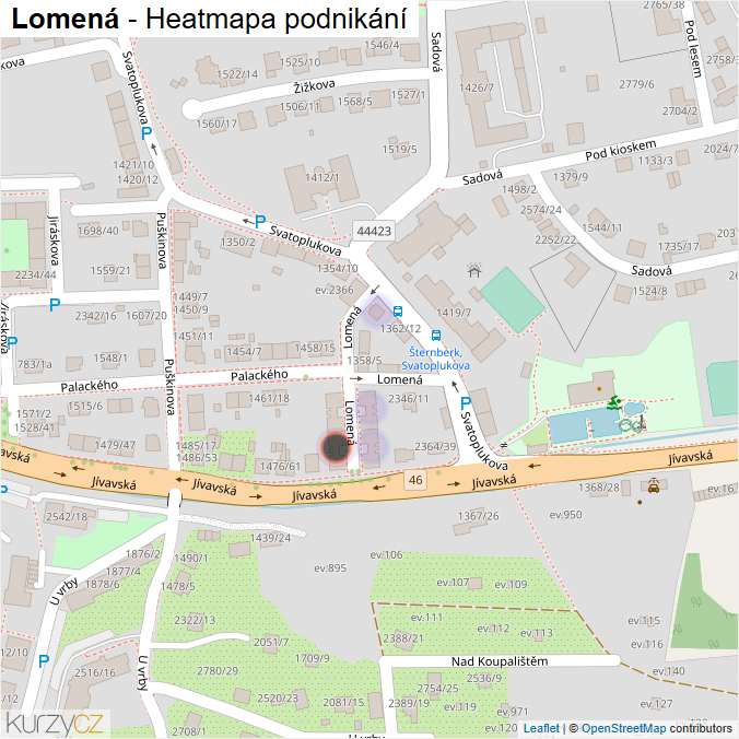Mapa Lomená - Firmy v ulici.