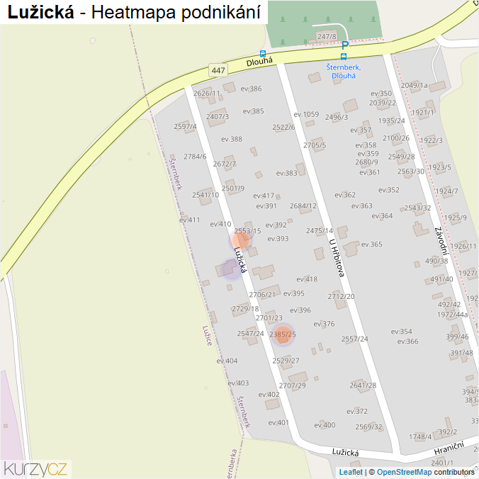 Mapa Lužická - Firmy v ulici.
