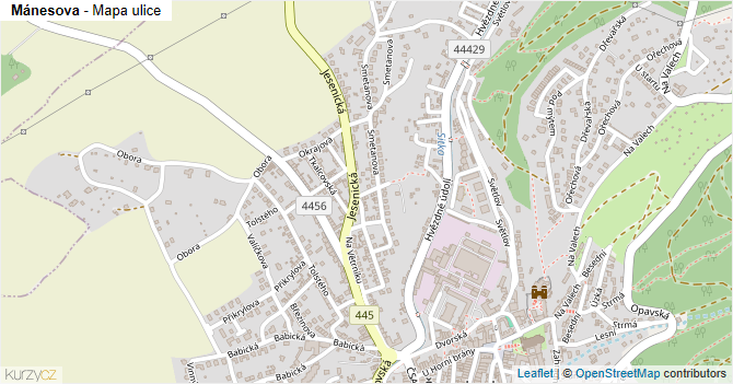 Mánesova - mapa ulice