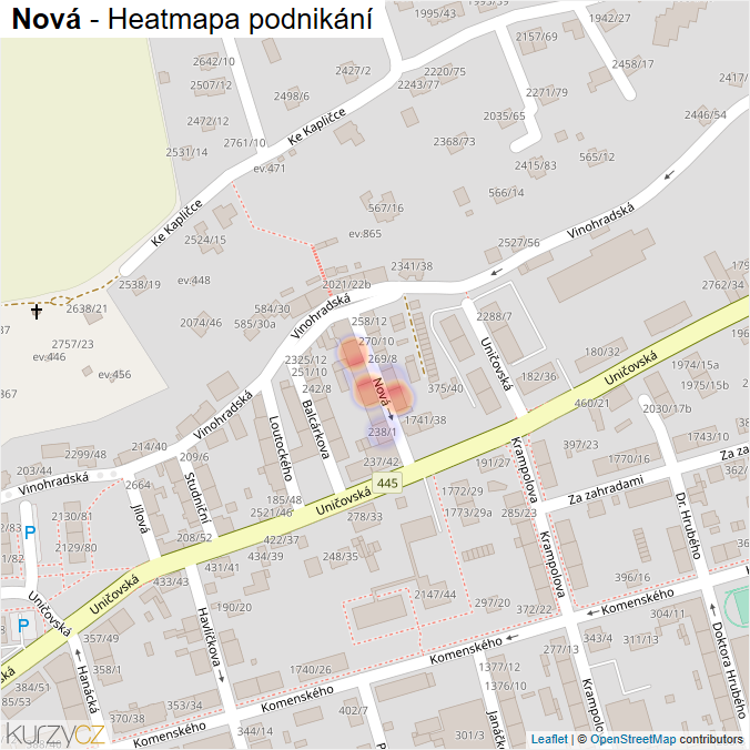 Mapa Nová - Firmy v ulici.