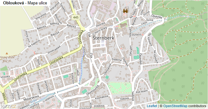 Oblouková - mapa ulice