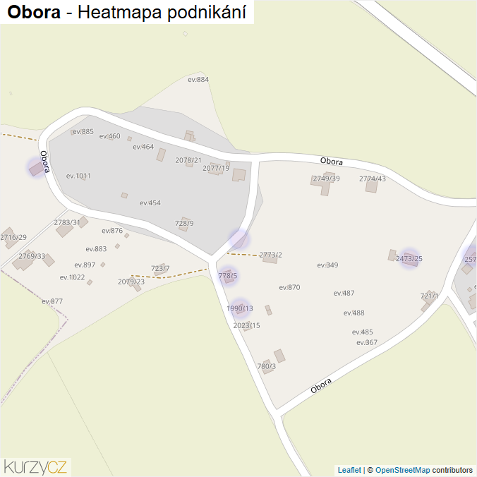 Mapa Obora - Firmy v ulici.