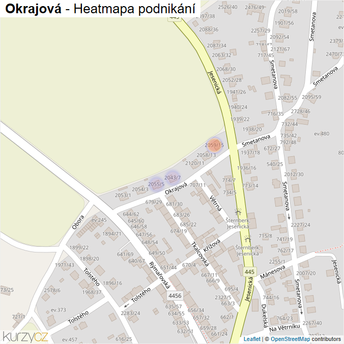 Mapa Okrajová - Firmy v ulici.