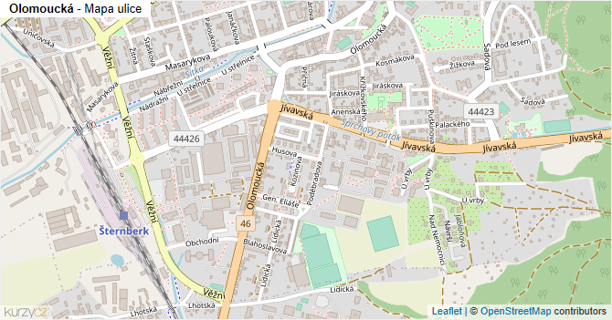 Olomoucká - mapa ulice