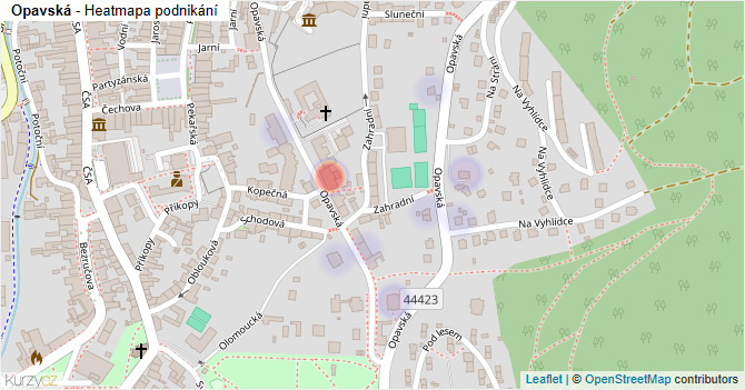 Opavská - mapa podnikání
