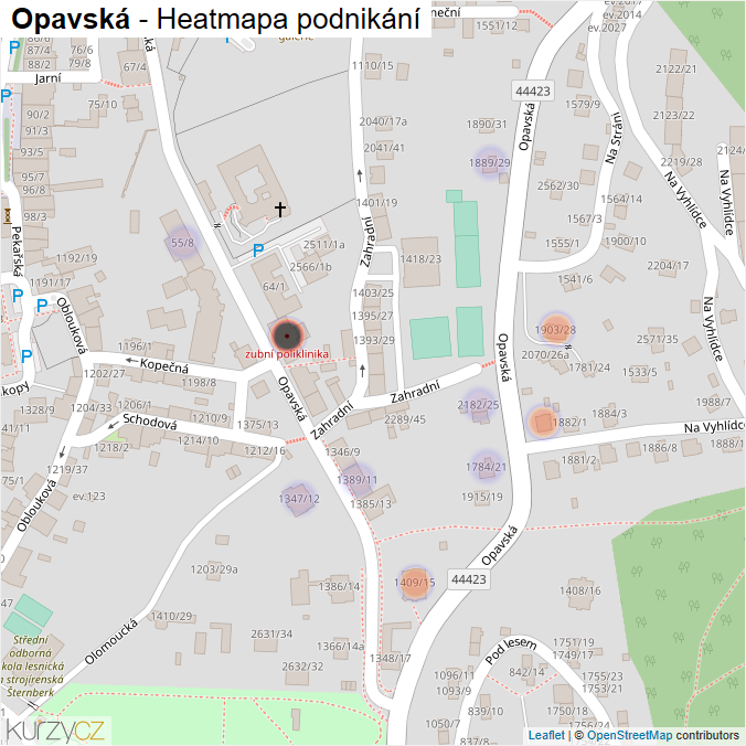 Mapa Opavská - Firmy v ulici.