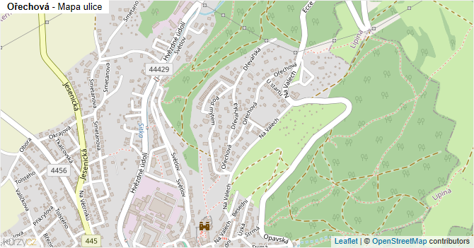 Ořechová - mapa ulice