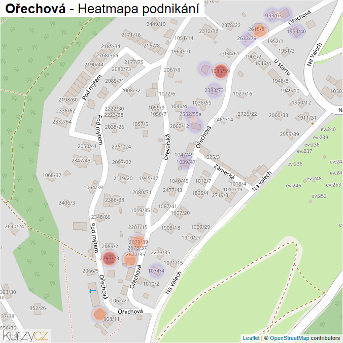 Mapa Ořechová - Firmy v ulici.