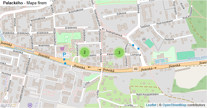 Palackého - mapa firem