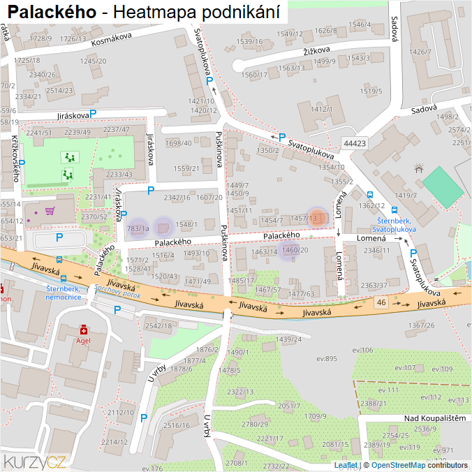 Mapa Palackého - Firmy v ulici.