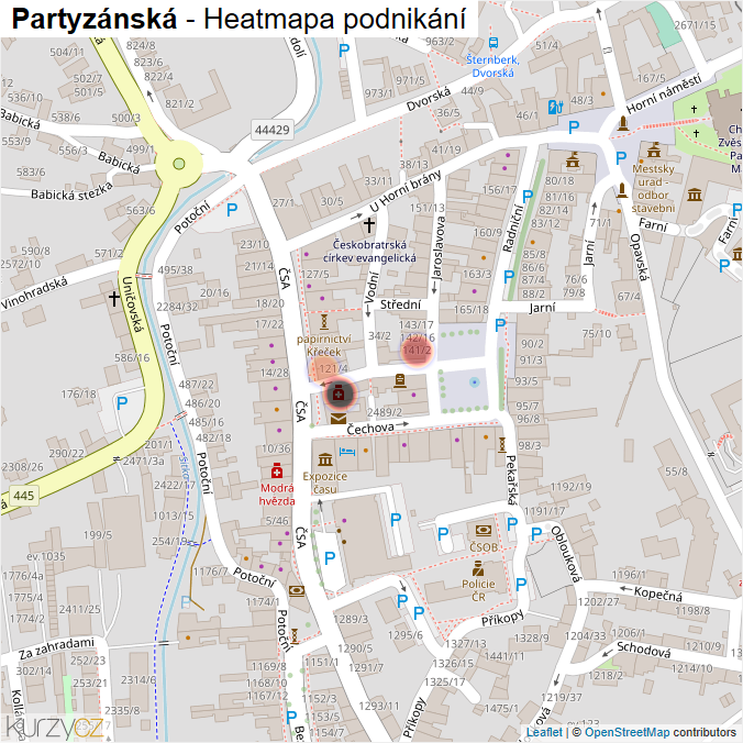 Mapa Partyzánská - Firmy v ulici.