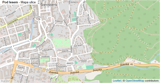 Pod lesem - mapa ulice