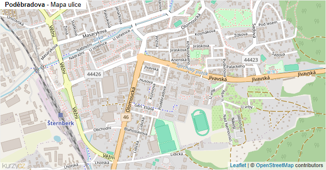 Poděbradova - mapa ulice