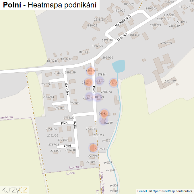 Mapa Polní - Firmy v ulici.