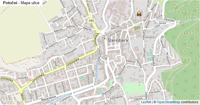 Potoční - mapa ulice