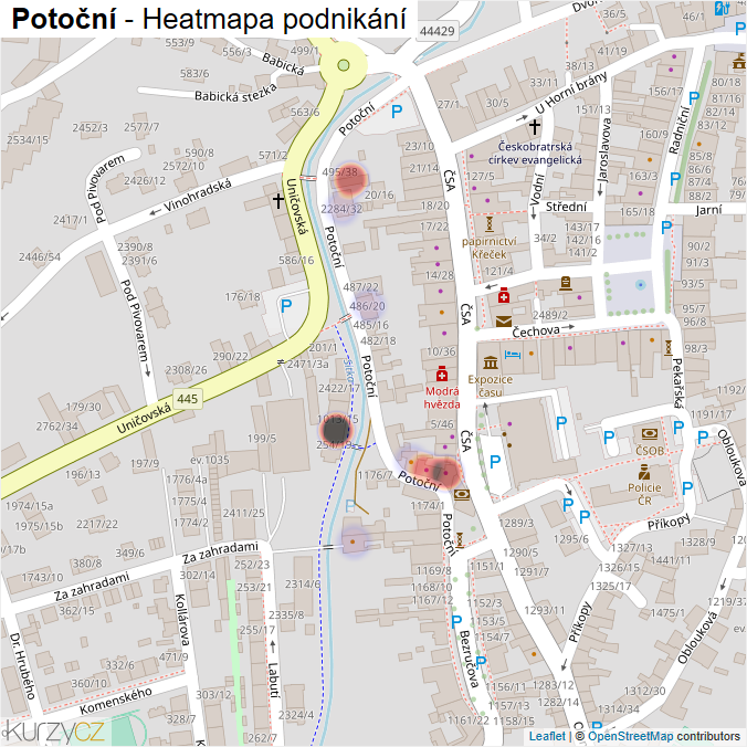 Mapa Potoční - Firmy v ulici.