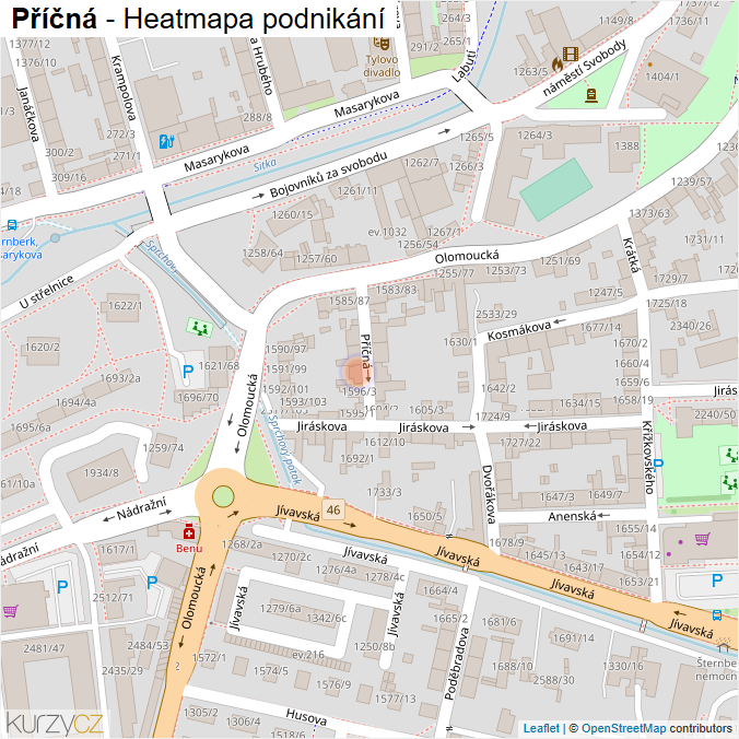 Mapa Příčná - Firmy v ulici.