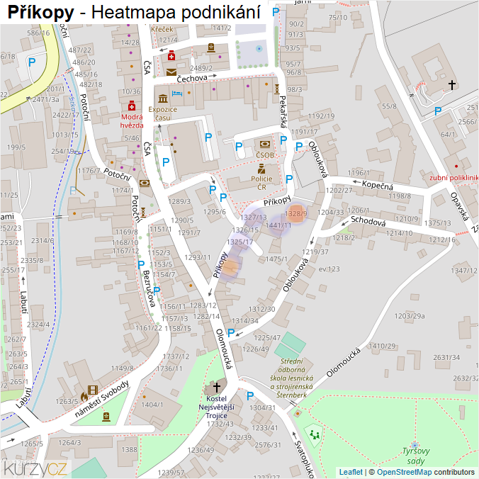 Mapa Příkopy - Firmy v ulici.