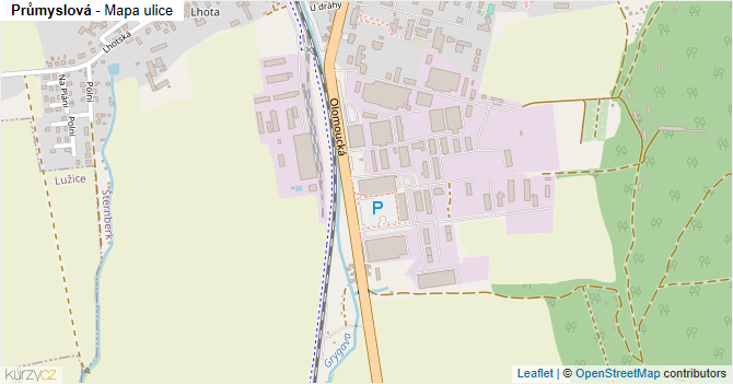 Průmyslová - mapa ulice