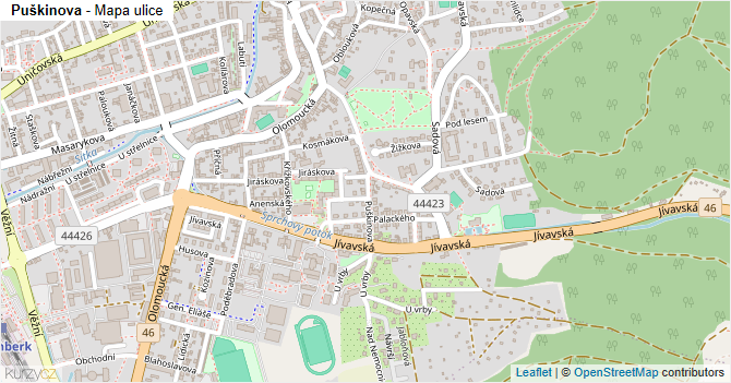 Puškinova - mapa ulice