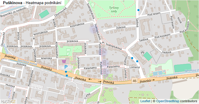Puškinova - mapa podnikání