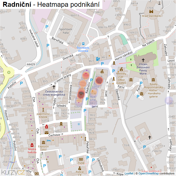 Mapa Radniční - Firmy v ulici.
