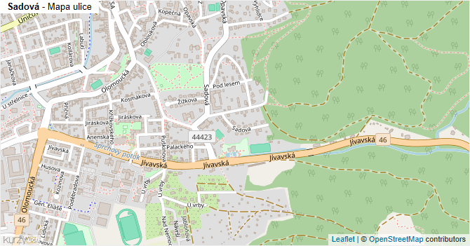 Sadová - mapa ulice
