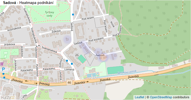 Sadová - mapa podnikání