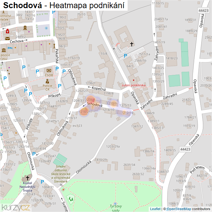Mapa Schodová - Firmy v ulici.