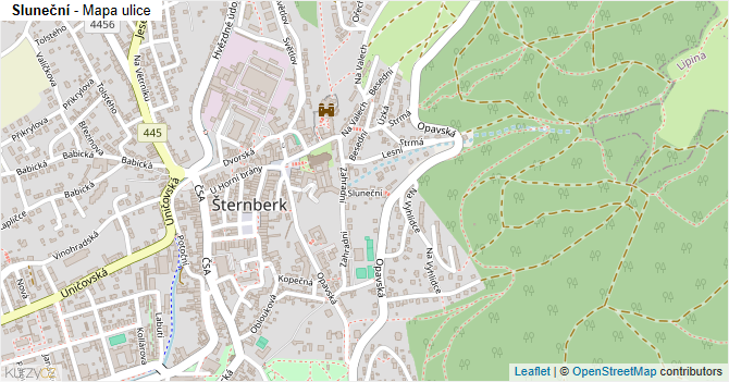 Sluneční - mapa ulice