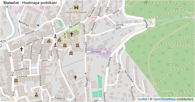 Sluneční - mapa podnikání