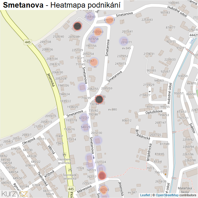 Mapa Smetanova - Firmy v ulici.