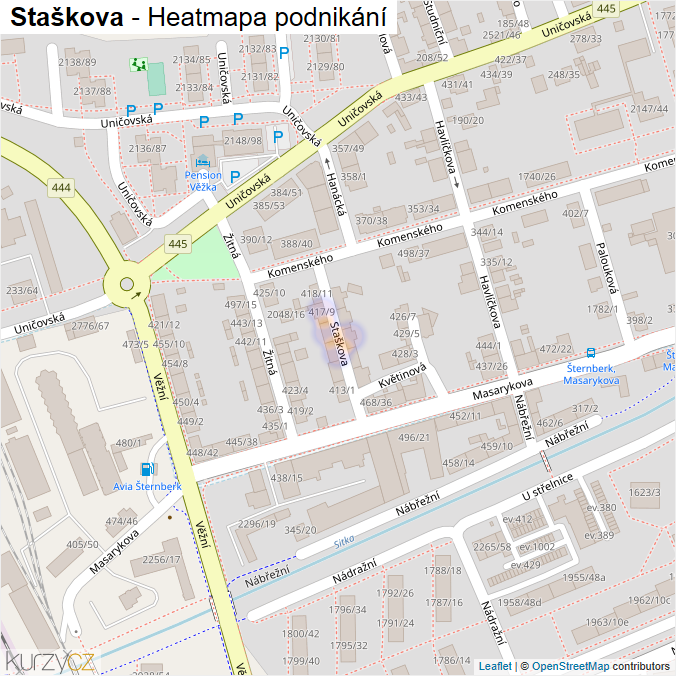 Mapa Staškova - Firmy v ulici.