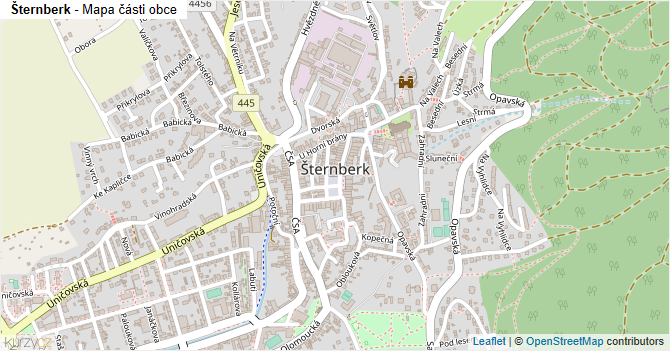 Šternberk - mapa části obce