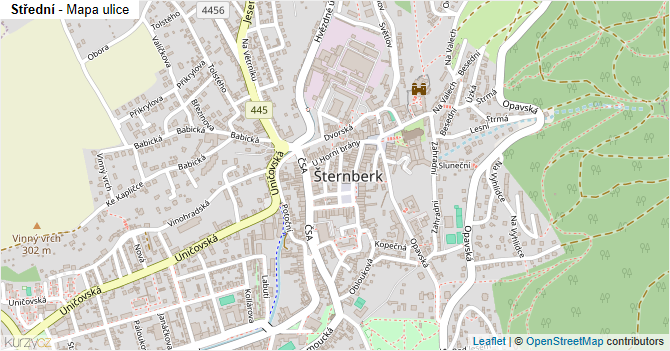 Střední - mapa ulice