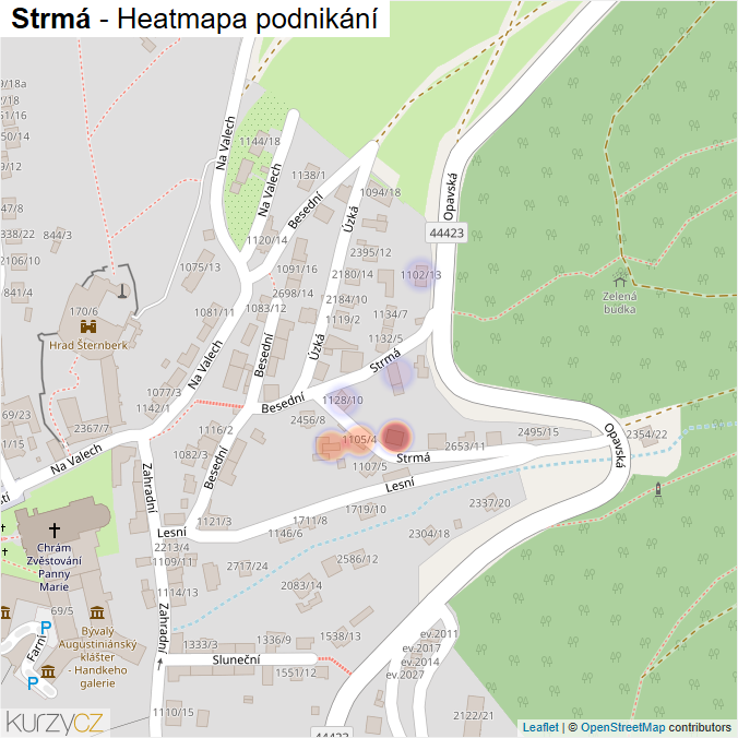Mapa Strmá - Firmy v ulici.