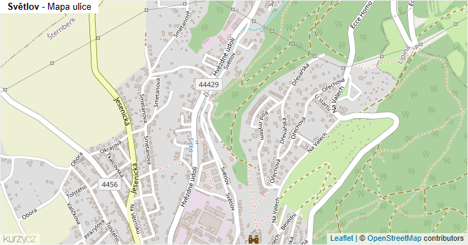 Světlov - mapa ulice