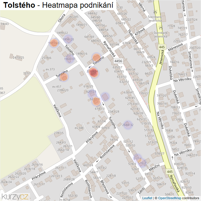 Mapa Tolstého - Firmy v ulici.