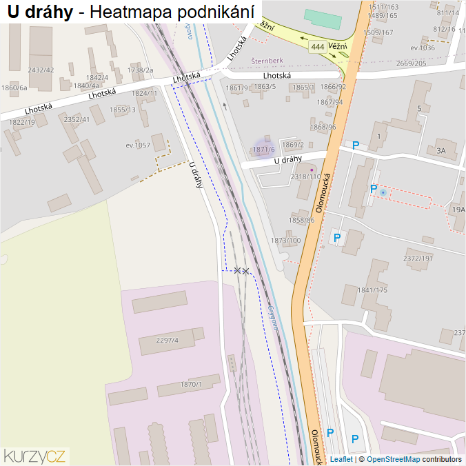 Mapa U dráhy - Firmy v ulici.